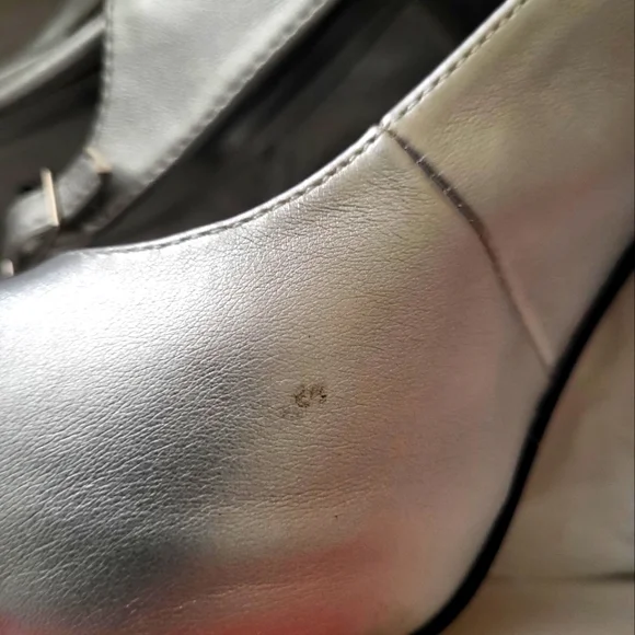 Pierre Dumas Satin Silver Heels - Picture 2 of 9